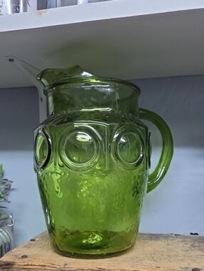 Vintage Anchor Hocking Heritage Hill Green Glass Pitcher